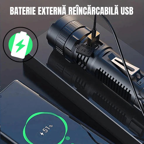 Set Lanternă Tactică cu Laser GERMANĂ + Cutie + Baterie Extra Gratuită – TitanLux™